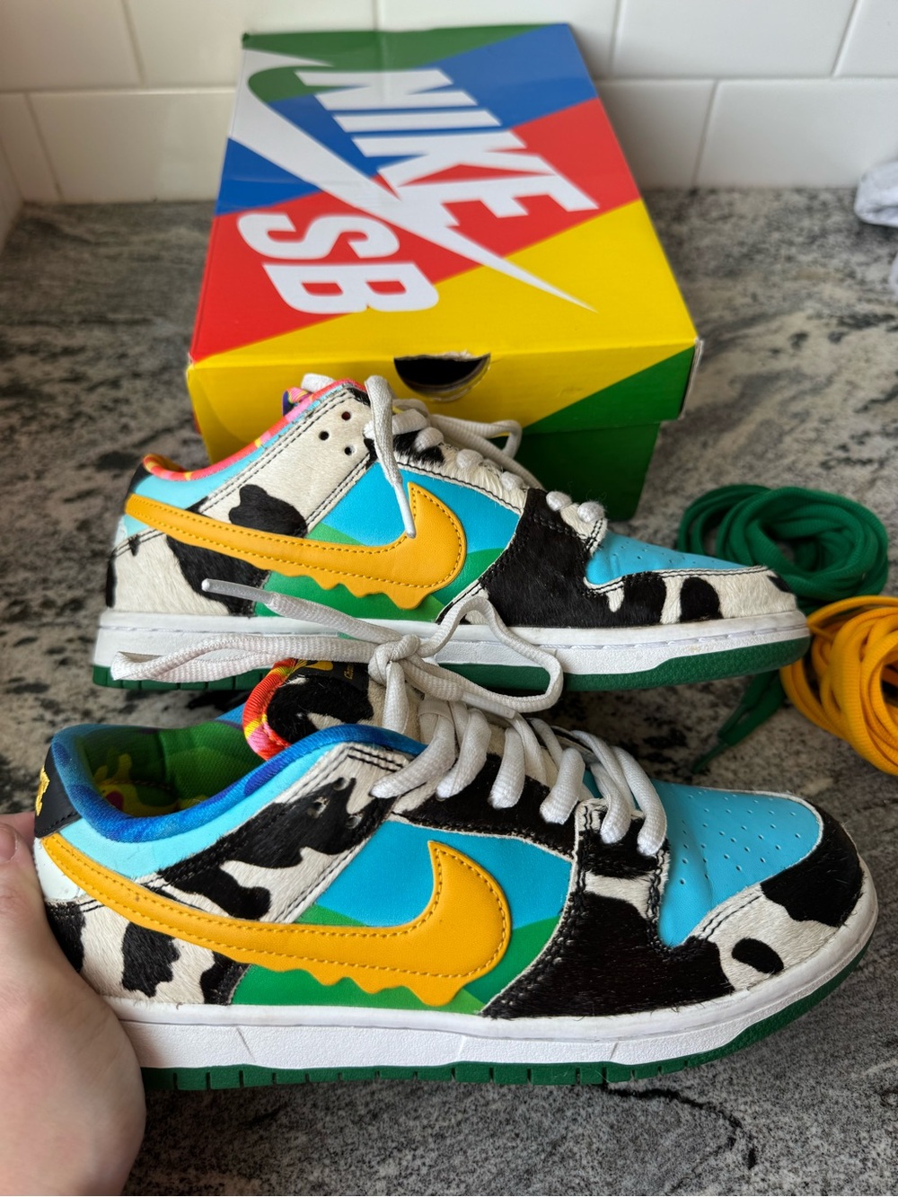 Nike Dunk Low SE - Blue, Yellow, Green & Black Cow Print - Picture 5 of 9